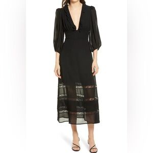 Reformation Bayley Long Sleeve Black Dress Size 2